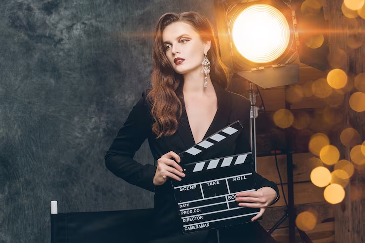 Directora con claqueta de cine